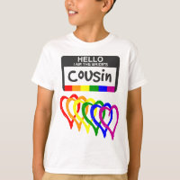 Rainbow Flag Hearts Bride Cousin Name Badge