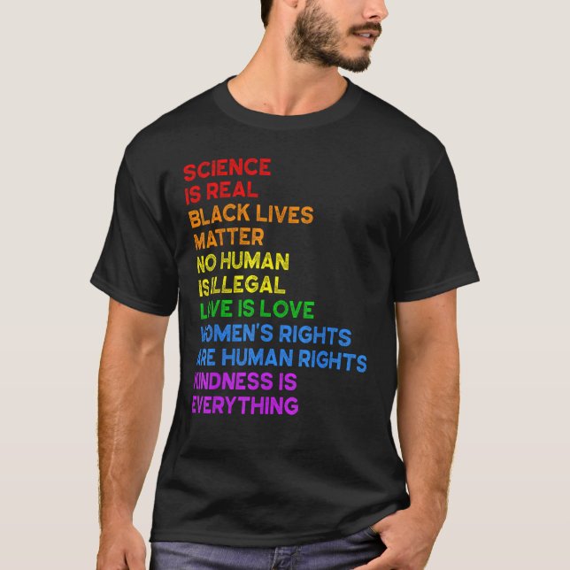 Rainbow Flag Human Rights Womens & Gay Rights LGBT T-Shirt (Front)