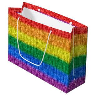 Rainbow Flag knitting Stripes seamless pattern Large Gift Bag