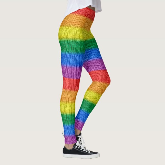 Rainbow Flag knitting Stripes seamless pattern Leggings (Right)