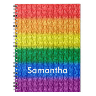 Rainbow Flag knitting Stripes seamless pattern Notebook