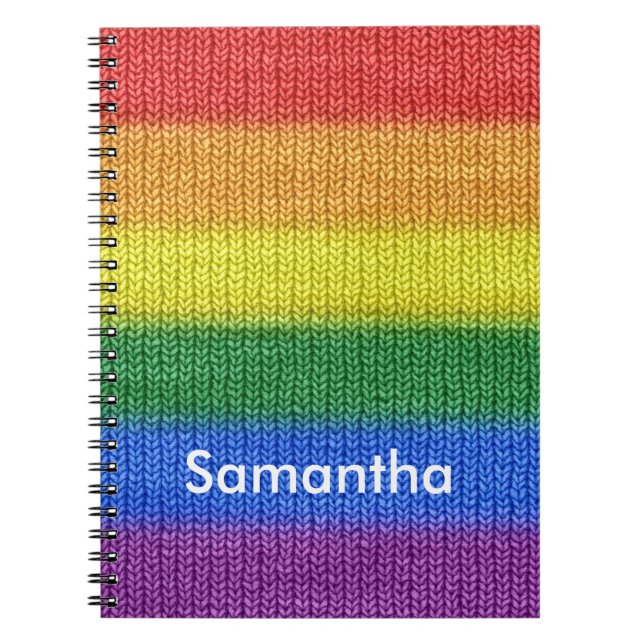 Rainbow Flag knitting Stripes seamless pattern Notebook (Front)