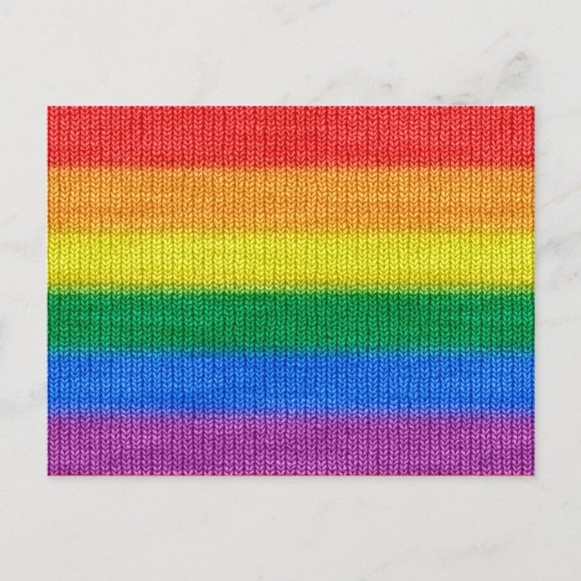 Rainbow Flag knitting Stripes seamless pattern Postcard (Front)