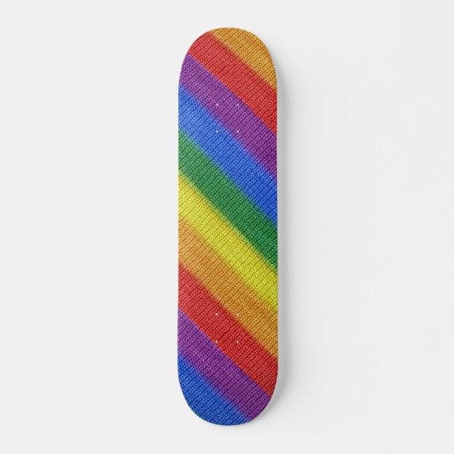 Rainbow Flag knitting Stripes seamless pattern Skateboard (Front)
