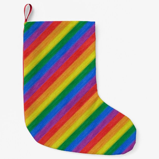 Rainbow Flag knitting Stripes seamless pattern Small Christmas Stocking (Front)