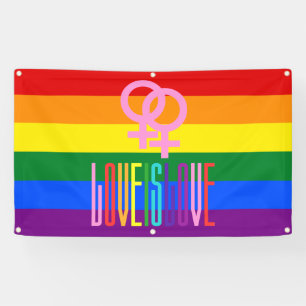 Rainbow Flag Lesbian Pride LGBT Love is Love Banner