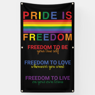Rainbow Flag LGBTQ Pride is Freedom Gay Rights Banner