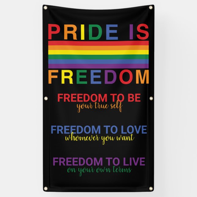 Rainbow Flag LGBTQ Pride is Freedom Gay Rights Banner (Vertical)