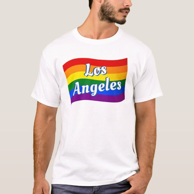 Rainbow Flag Los Angeles Gay Pride LGBT LGBTQ T-Shirt (Front)