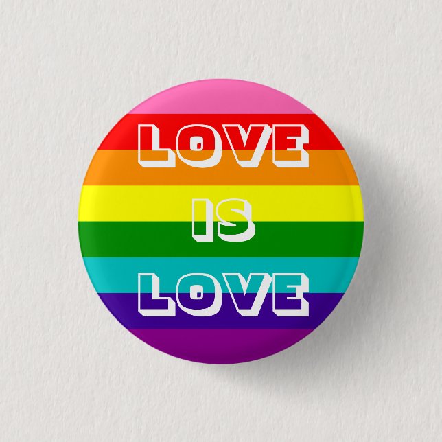 Rainbow Flag Love is Love Gay Pride LGBT 8 Stripes 3 Cm Round Badge (Front)