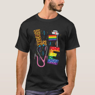 Rainbow Flag Love Nurse RN Scrub Top LGBT Pride Mo
