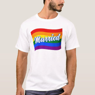 Rainbow Flag Married gay marriage Gay Pride LGBT T-Shirt