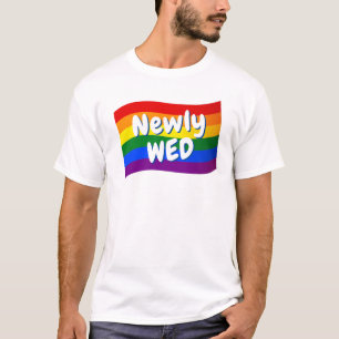 Rainbow Flag Newlywed just married gay wedding T-Shirt