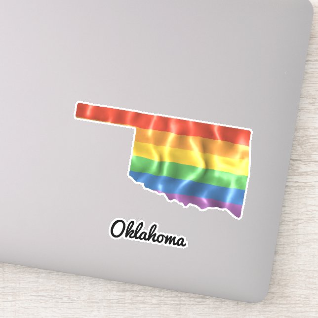 Rainbow Flag Oklahoma OK State Outline (Detail)