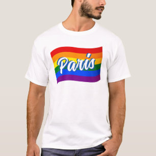 Rainbow Flag Paris France Gay Pride LGBT LGBTQ T-Shirt