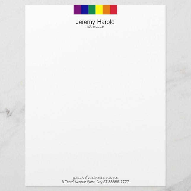 Rainbow Flag Personalized Letterhead (Front)