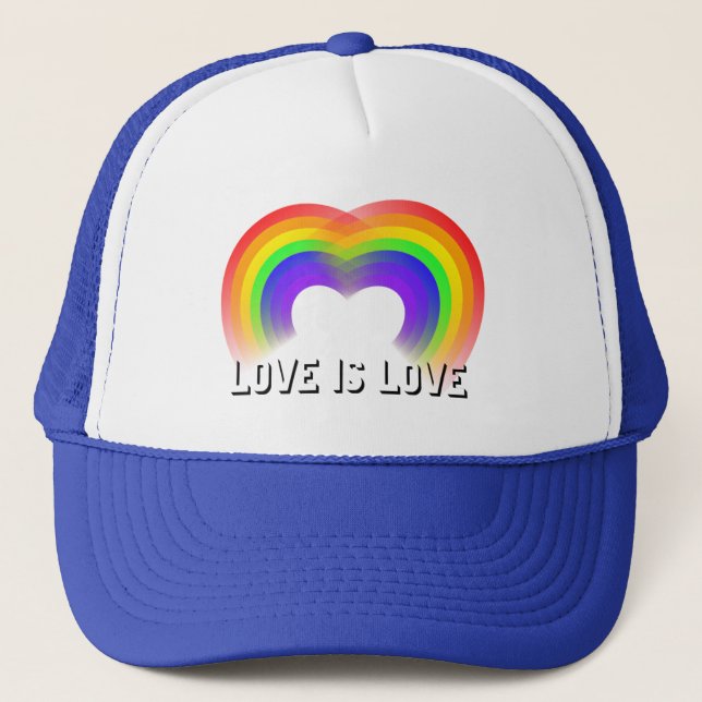 Rainbow Flag Pride and Equality Love is Love Trucker Hat (Front)