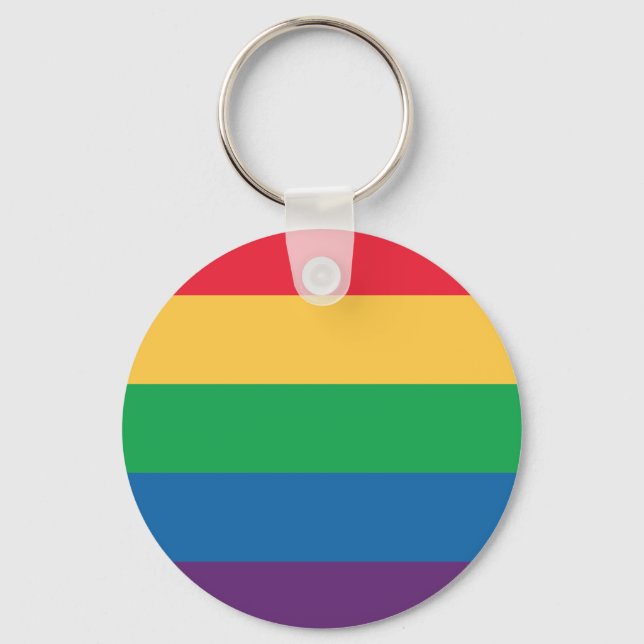 Rainbow Flag Pride Button Keychain (Front)