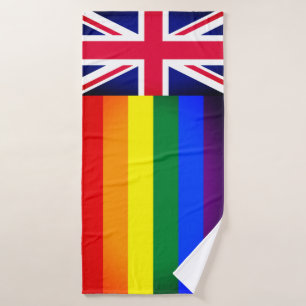 Rainbow Flag & Pride, LGBT community /British Flag Bath Towel Set