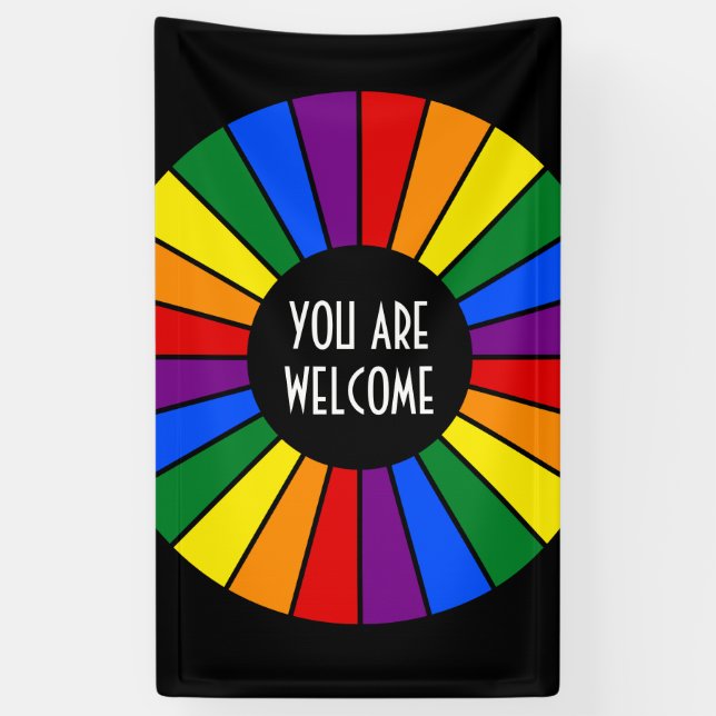 RAINBOW FLAG rays button + your ideas Banner (Vertical)