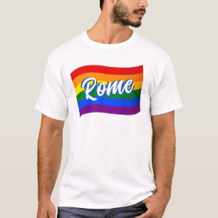 Rainbow Flag Rome Italy Gay Pride LGBT LGBTQ T-Shirt