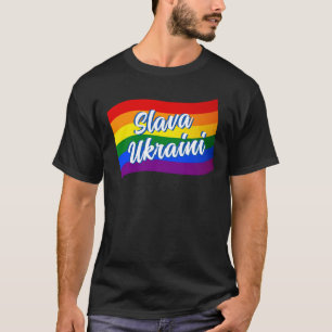 Rainbow Flag Slava Ukraini Gay Pride LGBT LGBTQ T-Shirt