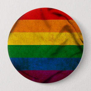RAINBOW FLAG SQUARE CANVAS 10 CM ROUND BADGE