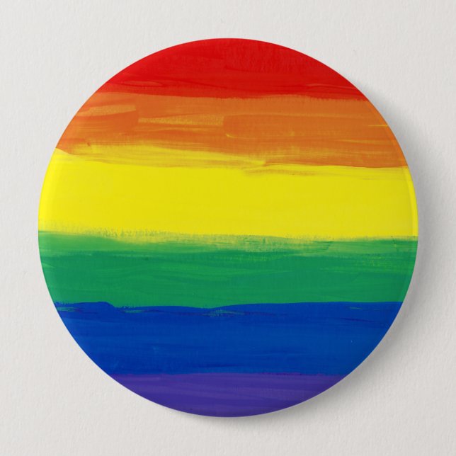 RAINBOW FLAG SQUARE OIL PAINT 10 CM ROUND BADGE (Front)
