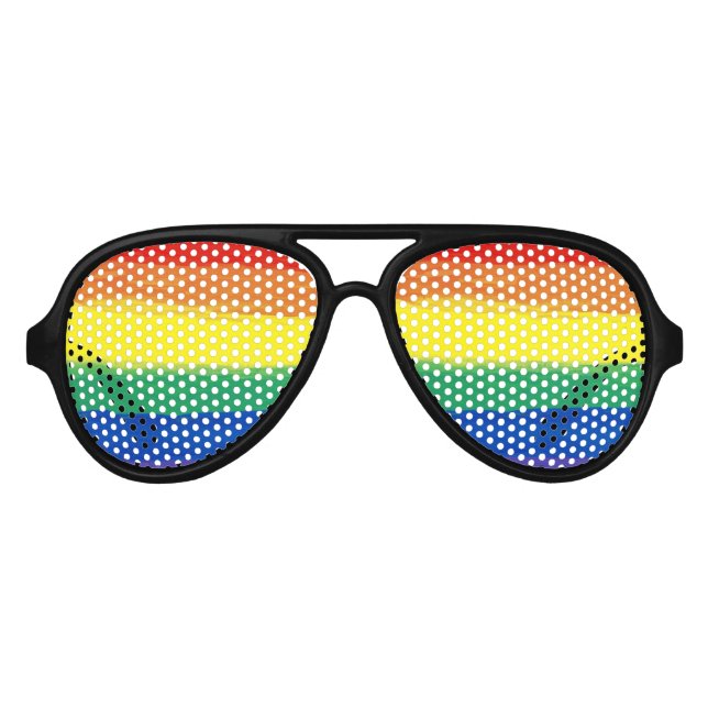 RAINBOW FLAG SQUARE OIL PAINT AVIATOR SUNGLASSES (Front)