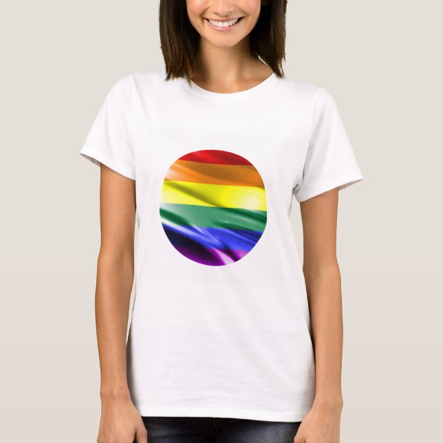 RAINBOW FLAG SQUARE SILK T-Shirt (Front)