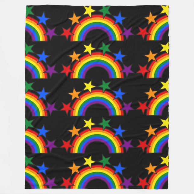 RAINBOW FLAG STARS III + your ideas Fleece Blanket (Front)