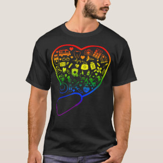Rainbow Flag Stethoscope Heart Nurse Rn Scrub Gay T-Shirt