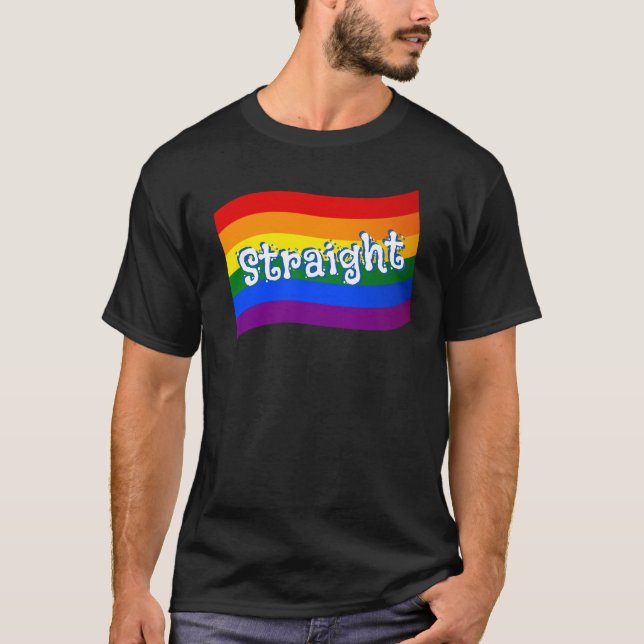 Rainbow Flag Straight PFLAG gay ally LGBT LGBTQ T-Shirt (Front)