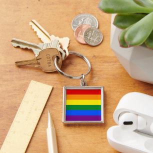 RAINBOW FLAG - STRIPES - LGBT colours Key Ring