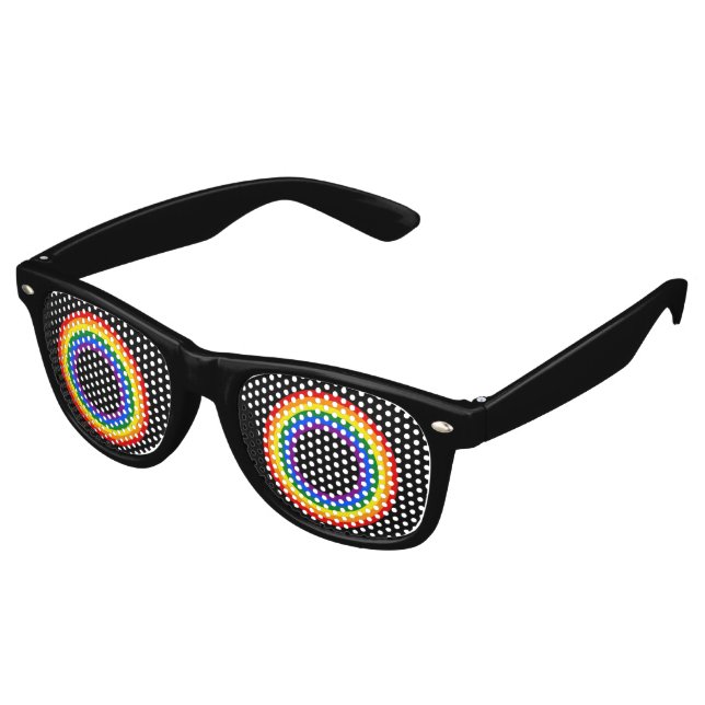 RAINBOW FLAG - STRIPES - LGBT colours Retro Sunglasses (Angled)