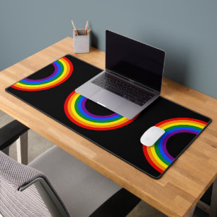 RAINBOW FLAG - STRIPES - LGBT colours Rings Desk Mat