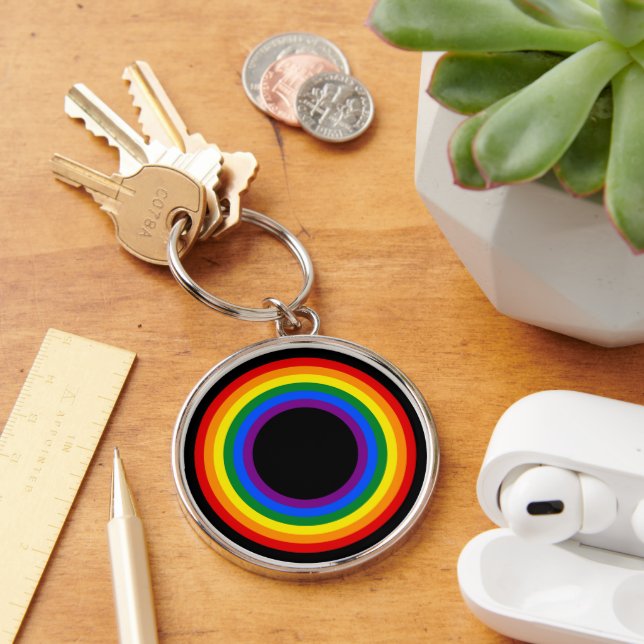 RAINBOW FLAG - STRIPES - LGBT colours Rings Key Ring (Desk)