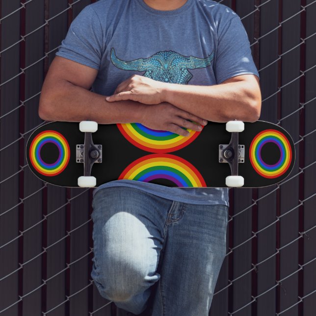 RAINBOW FLAG - STRIPES - LGBT colours Rings Skateboard (Outdoor 3)