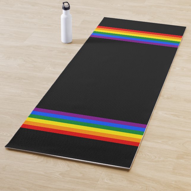 RAINBOW FLAG - STRIPES - LGBT colours Yoga Mat (In Situ)
