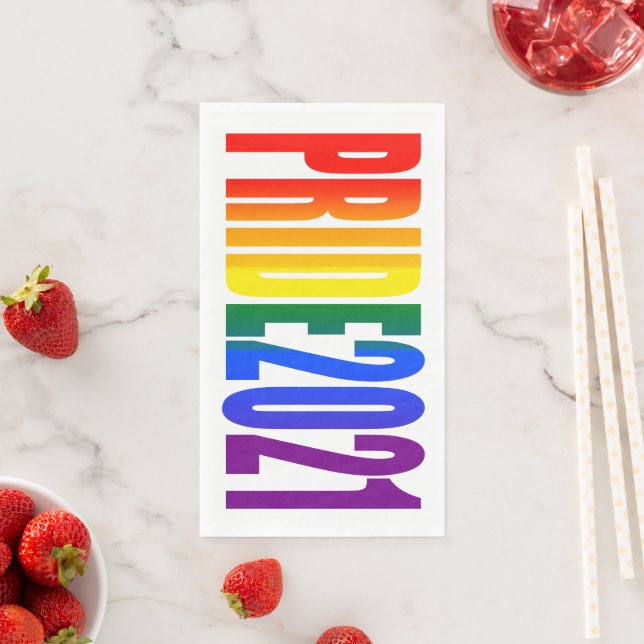 Rainbow Flag Typography LGBTQ Party Gay Pride 2021 Napkin (Insitu)