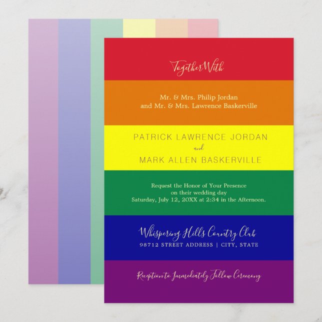 Rainbow Flag Wedding Invitation (Front/Back)