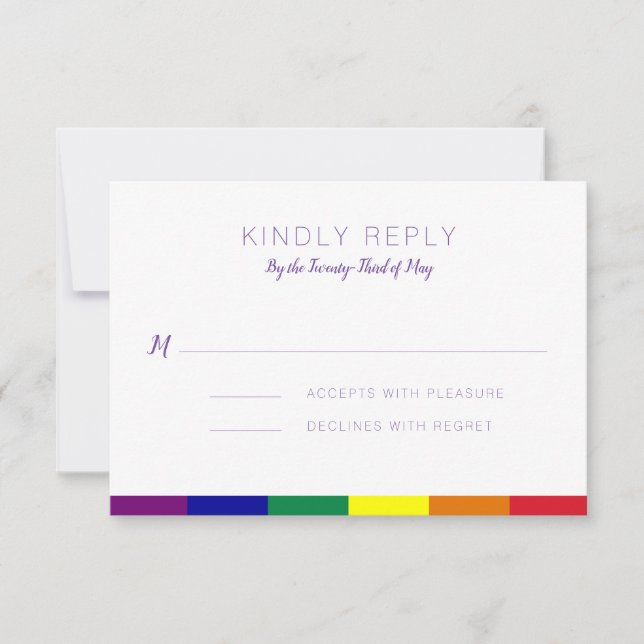 Rainbow Flag Wedding RSVP Invitation (Front)