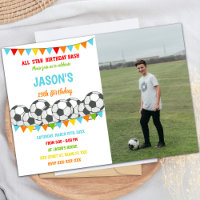 Rainbow Flags Soccer Birthday Invitations