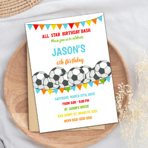 Rainbow Flags Soccer Birthday Invitations
