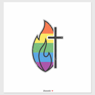 Rainbow Flame Cross Vintage Christian Vector Desig