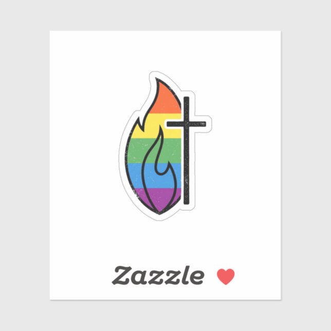 Rainbow Flame Cross Vintage Christian Vector Desig (Sheet)