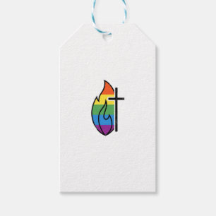Rainbow Flame Cross Vintage Christian Vector Desig Gift Tags