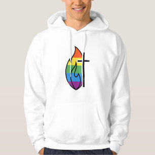 Rainbow Flame Cross Vintage Christian Vector Desig Hoodie