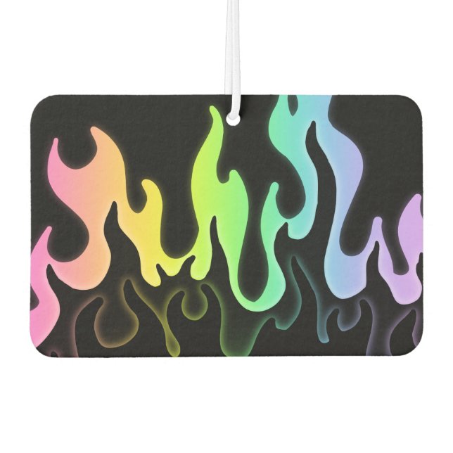 Rainbow Flames! Car Air Freshener (Front)