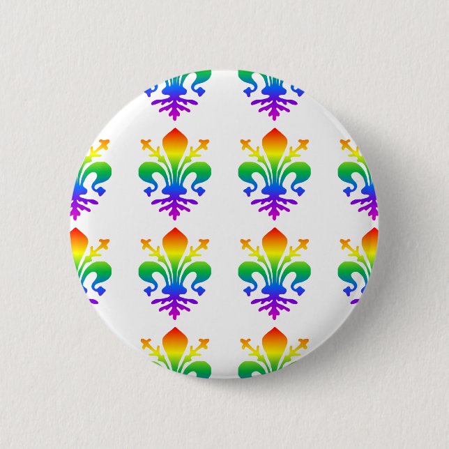 Rainbow Fleur-de-lis 6 Cm Round Badge (Front)
